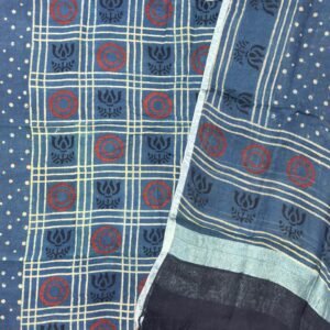 Premium Ajrakh Hand Block Print Natural Dye Pure Linen by Linen 2-Piece Suit Set