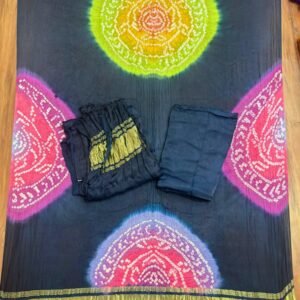 Modal Silk Bandhani Multi Color Zari Pallu Suit 07