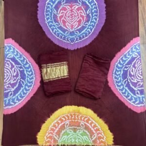 Modal Silk Bandhani Multi Color Zari Pallu Suit 09