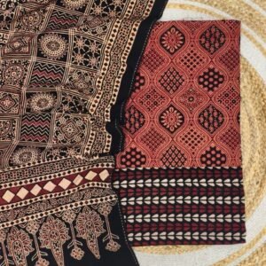 Pure Cotton Ajrakh Screen Print Natural Dye 3-Piece Suit 10